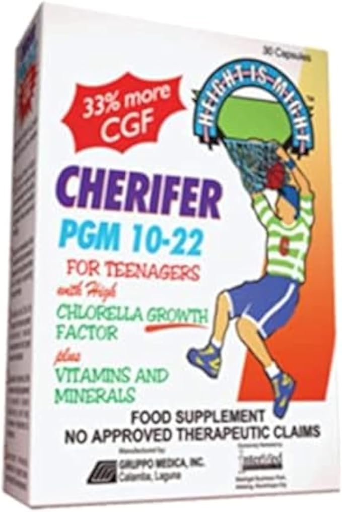 Growth Enhancer - Cherifer PGM 10-22 High Chlorella Growth Factor (CGF) Taurine and Lysine 30 Caps