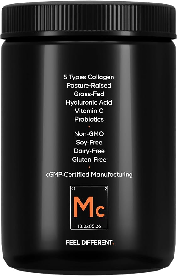 Codeage Multi Collagen Peptides Powder + Probiotics Black Edition Vitamin C Hyaluronic Acid Powder Supplement Grass-Fed Hydrolyzed Zero Carbs Type I II III V &amp X Unflavored 10.58oz
