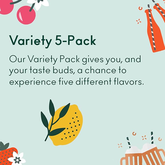 OLIPOP - 5-Flavor Soda Variety Pack Healthy Soda Sampler Prebiotic Soft Drinks Supports Digestive Health &amp Gut Health 9g of Dietary Plant Fiber Low Calorie Low Sugar Vegan (12 oz 5-Pack)