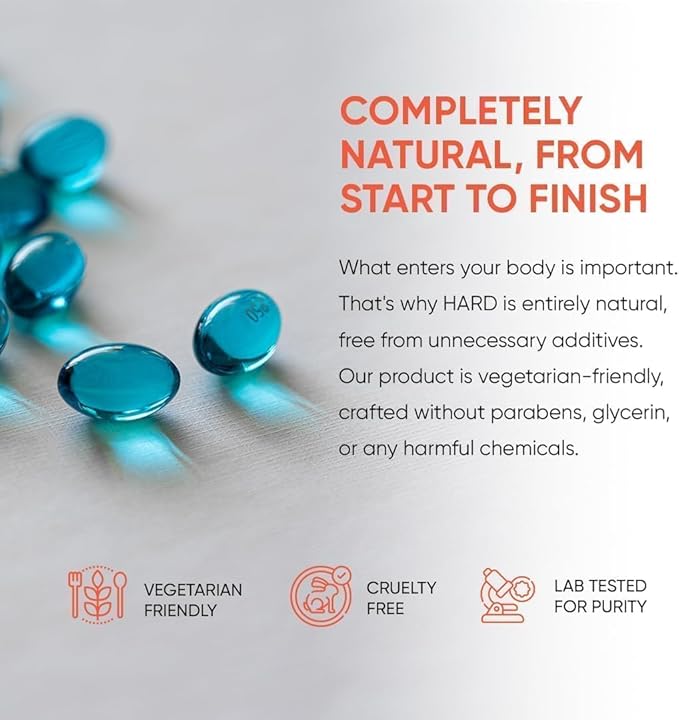 Hard Supplement for Men - Black Maca &amp Ashwagandha Root - Natural Performance Support - Enhances Energy Vitality Hormonal Balance - (60 Capsules/Pouch)