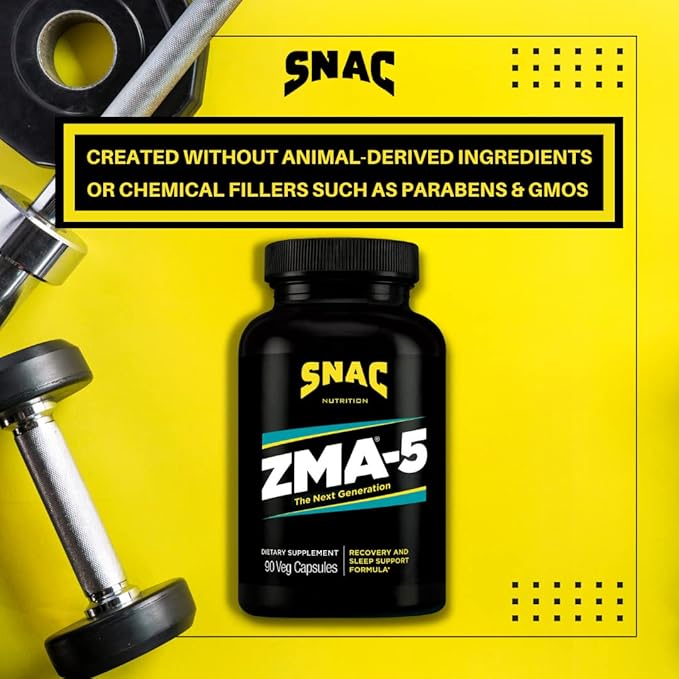 SNAC ZMA-5 Mineral Supplement - Supports Muscle Function Restful Sleep Immune Health &amp Relaxation with Zinc Vitamin B6 Magnesium &amp 5-HTP for Sleep Anxiety Calmness - 180 Veggie Capsules