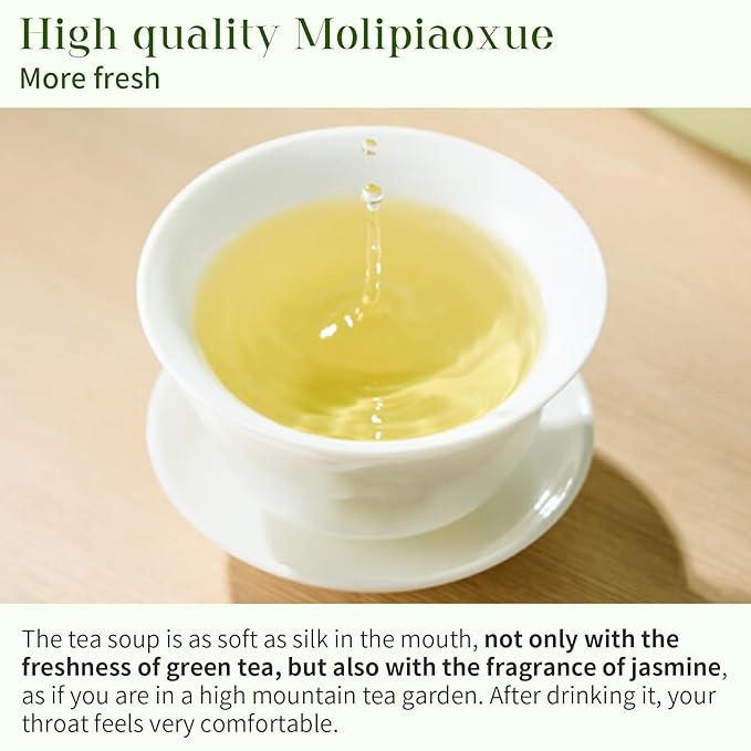 XIXICHA Jasmine Tea Loose Leaf Grade AAA Chinese Jasmine Green Tea Loose Leaf Natural Aroma and Sweet Taste （96 cups）茉莉花茶 茶叶 茉莉飘雪 绿茶 4.23oz/120g