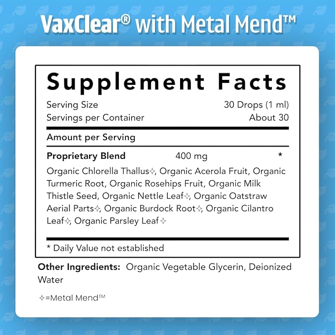 Dr. Green Mom Organic VaxClear with Metal Mend Herbal Heavy Metal Detox Drops for Kids and Infants with Chlorella Turmeric Cilantro and Milk Thistle to Cleanse and Support Immune Response