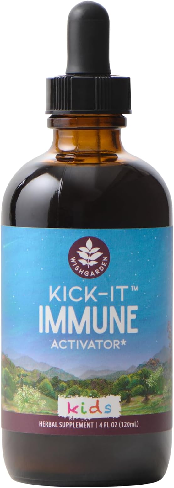WishGarden Herbs Kick-It Immune for Kids - Immune Support Supplement for Kids Herbal Immune Defense &amp Immune Booster with Echinacea OSHA Elder Rapid Baby and Toddler Immune Support Formula 4o
