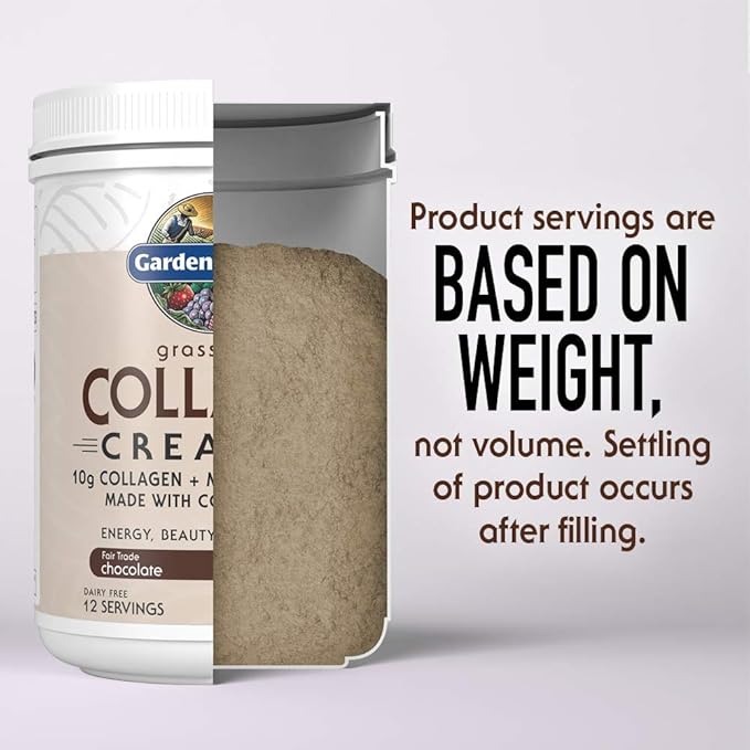 Garden of Life Grass Fed Collagen Creamer Powder - Chocolate 12 Servings Powder for Coffee Energy Beauty Joints Collagen Peptides with Coconut MCTs Keto Protein Supplements