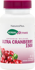 NaturesPlus Herbal Actives Ultra Cranberry 1500 30 Tablets - Urinary Tract Support - Vegetarian Gluten Free - 30 Servings