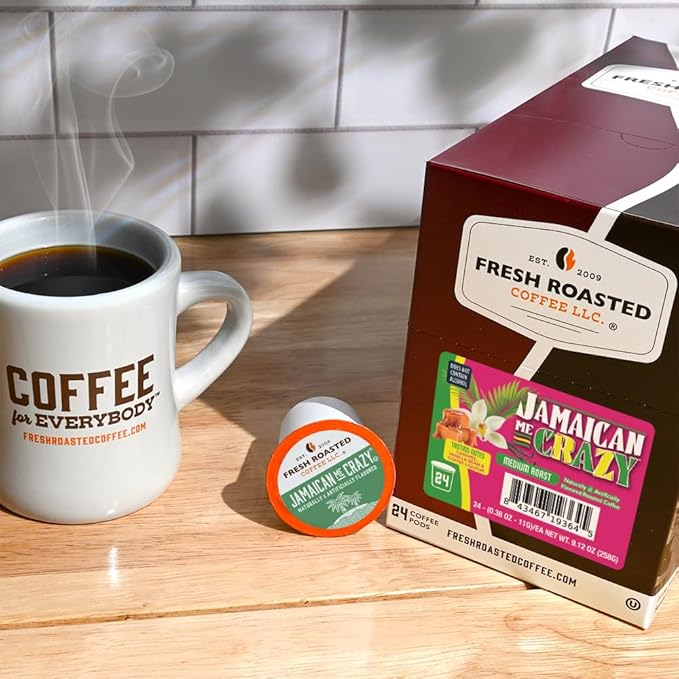Fresh Roasted Coffee Jamaican Me Crazy Flavored Coffee Pods 72 Count