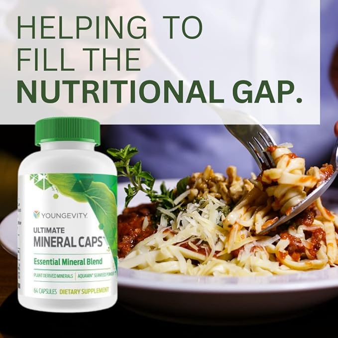 Youngevity Ultimate Mineral Caps™ - 70+ Essential Full Spectrum Trace Minerals - Nutrient-Dense Derived from Humic &amp Aquamin Seaweed (64 Capsule)