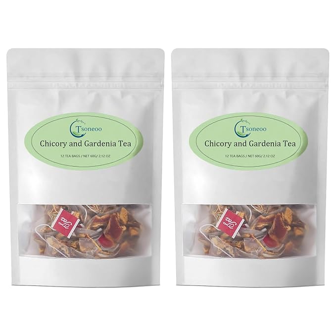 Chicory and Gardenia Herbal Tea Bags (12 Count) – Caffeine Free Sugar Free Botanical Tea with Honeysuckle Licorice &amp Tangerine Peel – Vegan Naturally Soothing Daily Herbal Blend (2pcs)