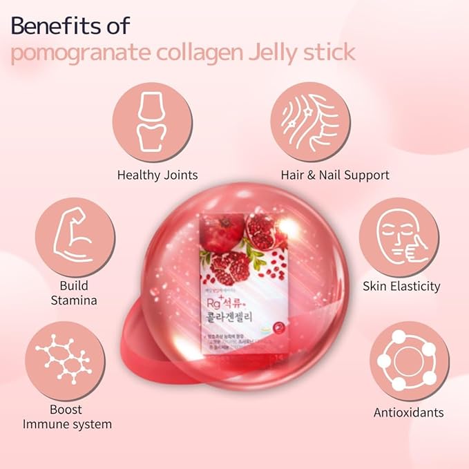 Anti-Aging Korean-Beauty Pomegranate Collagen Jelly Stick 20g*30 Stick/for Skin Nail and Hair Growth
