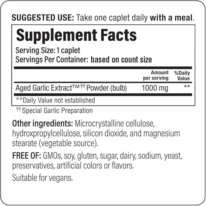 Kyolic Aged Garlic Extract Formula 250 Cardiovascular Health* One Per Day 60 Caplets