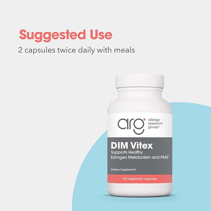 Allergy Research Group DIM Vitex - Supports Estrogen Metabolism - DIM with NAC and Vitamin B &amp Magnesium - 60 Servings - 120 Capsules