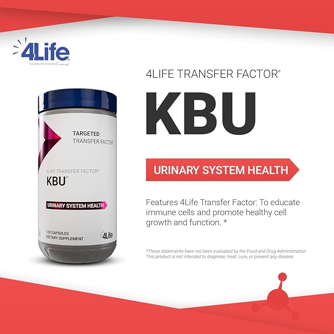 4Life KBU Urinary Supplement Transfer Factor for Bladder &amp Kidney Health with Cranberry Blueberry Dandelion &amp Juniper Berry - 120 Veggie Capsules