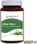 HERBAL HILLS Aloe Vera Capsules (Aloe barbadensis) | 120 Capsules (500 mg) | Pure Aloe Freeze Dried Powder Supplement High Concentration Supports Overall Well-Being