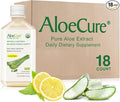 AloeCure USDA Organic Aloe Vera Juice Lemon Flavor - Made Within 12 Hours of Harvest - Natural Digestive Supplement for Balanced Stomach Acidity - Support Digestive and Immune Health 18 Btls x 16.7oz