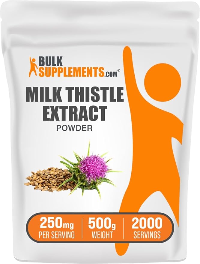 BulkSupplements.com Milk Thistle Extract Powder - Herbal Supplement Milk Thistle Supplement - Gluten Free 250mg per Serving 500g (1.1 lbs) (Pack of 1)