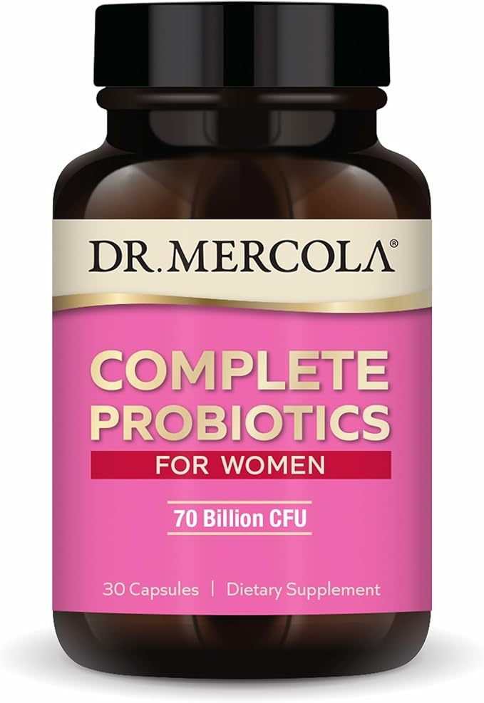 Dr. Mercola Complete Probiotics for Women - Supports Gut Vaginal &amp Immune Health - Contains Lactobacillus Strains - Non-GMO Gluten-Free &amp Soy-Free - 30 Capsules (30 Servings)