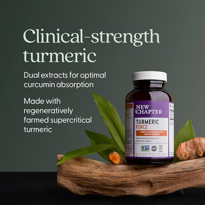 New Chapter Turmeric Supplement One Daily Heart Brain &amp Healthy Inflammation Support Supercritical Turmeric Curcumin Means No Black Pepper Needed Non-GMO Gluten Free – 60 Count (2 Month Supp