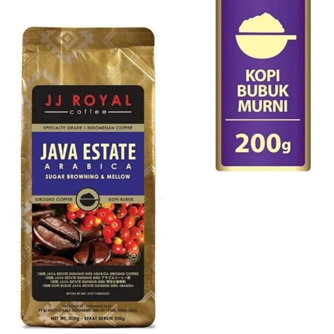 JJ Royal Coffee Java Estate Arabica 200g Ground Coffee (Pack of 2)