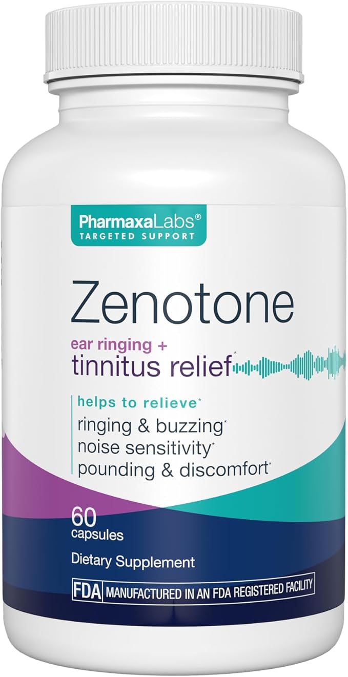Tinnitus Relief Supplement - Auditory &amp Ear Health Support - Promotes Clear Sound - Aids in Reducing Ringing - Juniper &amp Hawthorn Berry Garlic Hibiscus Vitamin C B-3 6 &amp 12 (60 Capsule