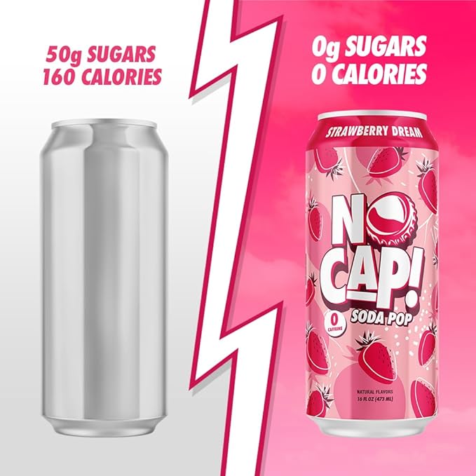 No Cap Soda Pop Strawberry Dream 16 fl oz (Pack of 12)