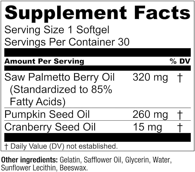 Essential Elements Saw Palmetto Plus - Promotes Bladder &amp Urinary Health - Prostate Support Supplement for Men with Pumpkin &amp Cranberry Seed Oil - 30 Count (2 Pack)