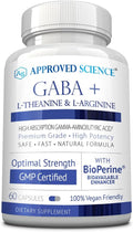 Approved Science GABA+ - Promote Calm Improve Sleep Boost Mood - GABA L-Theanine L-Arginine Vitamin B6 BioPerine - High Absorption - 60 Capsules - Vegan