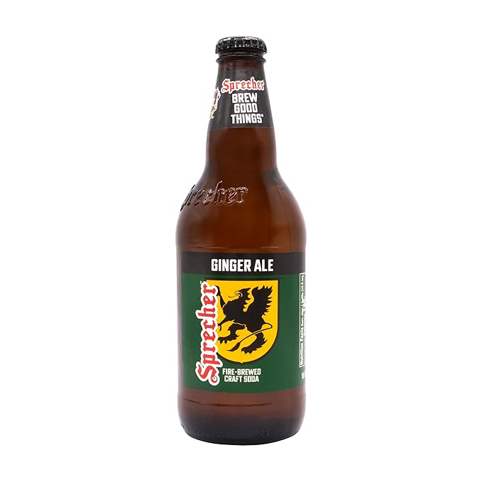 Sprecher Ginger Ale in 16 fl oz Glass Bottles (12 Pack) Fire Brewed Craft Soda with Real Honey Crisp Natural Ginger Flavor Naturally Flavored Gourmet Soft Drink