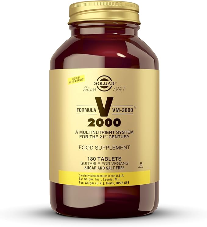 Solgar Formula VM-2000 (Multinutrient System) 180 Tablets - Premium Quality Multiple - Contains Zinc - Supports A Healthy Immune System - Vegan Dairy Free Kosher - 90 Servings