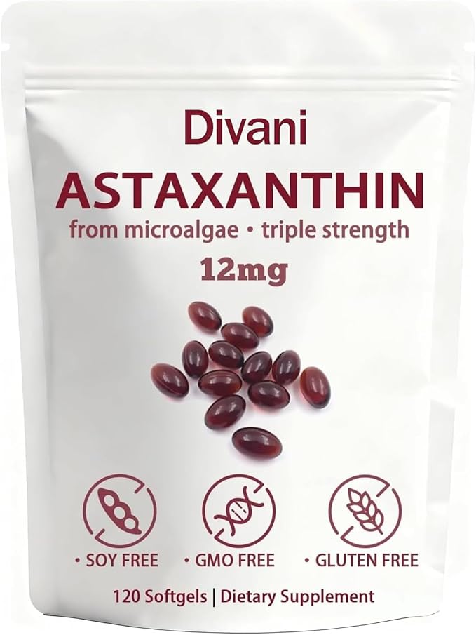 Cyano Divani Astaxanthin 12mg 4-Month SupplyEasy to Swallow Non-GMO120 Softgels