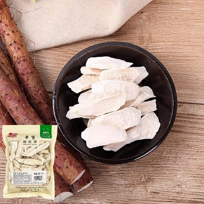 Sweet Post Dried Chinese Yam Slice - Wild Yam Root for Natural Health Herbal TeaCongee and Soup Ingredients shanyao 铁棍山药 山药干 山药片 煮粥煲汤 16OZ
