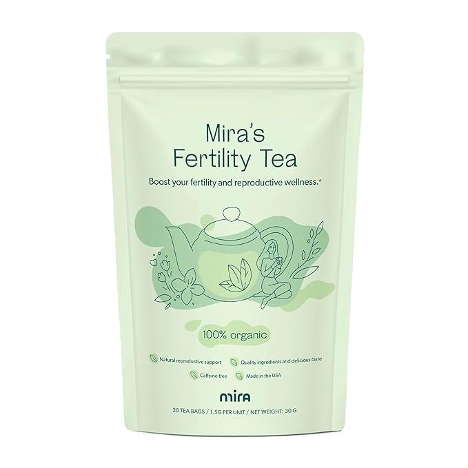 Mira Fertility Tea Caffeine-Free 100% Organic Goji Berry and Ginger Root Helps Regulate Cycles Support Conception and Promote Hormone Balance Peppermint 20 Tea Bags Per Box
