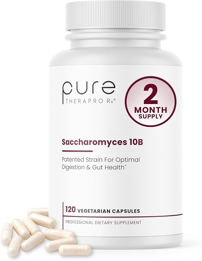 Saccharomyces Boulardii Probiotics 10 Billion CFU Made in USA | No Fillers Patented Strain: Lynside CNCM I-3799 Probiotics for Men and Women | Pure TheraPro Rx Pharma Grade 120 Count