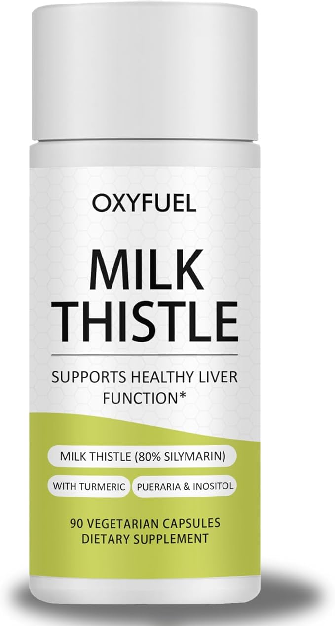 OXYFUEL Silymarin Milk Thistle 300mg Extract with Vitamin C Liver Repair Support 90 Capsules（1Pc）