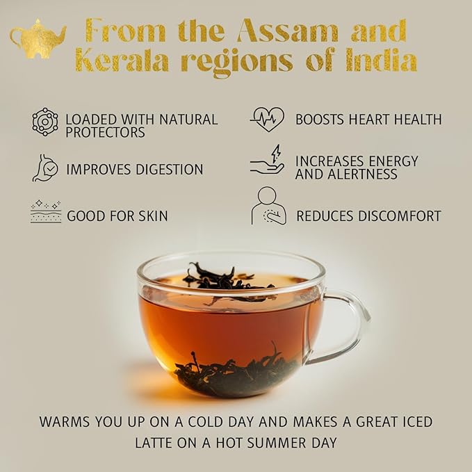Madagascar Vanilla Chai Tea Organic Loose Leaf Chai Tea – Black Tea with Chai Spice Blend – Great Hot or Iced Chai Latte – 8 oz Resealable Bag (Makes 100 Cups) – The Elegant Elephant
