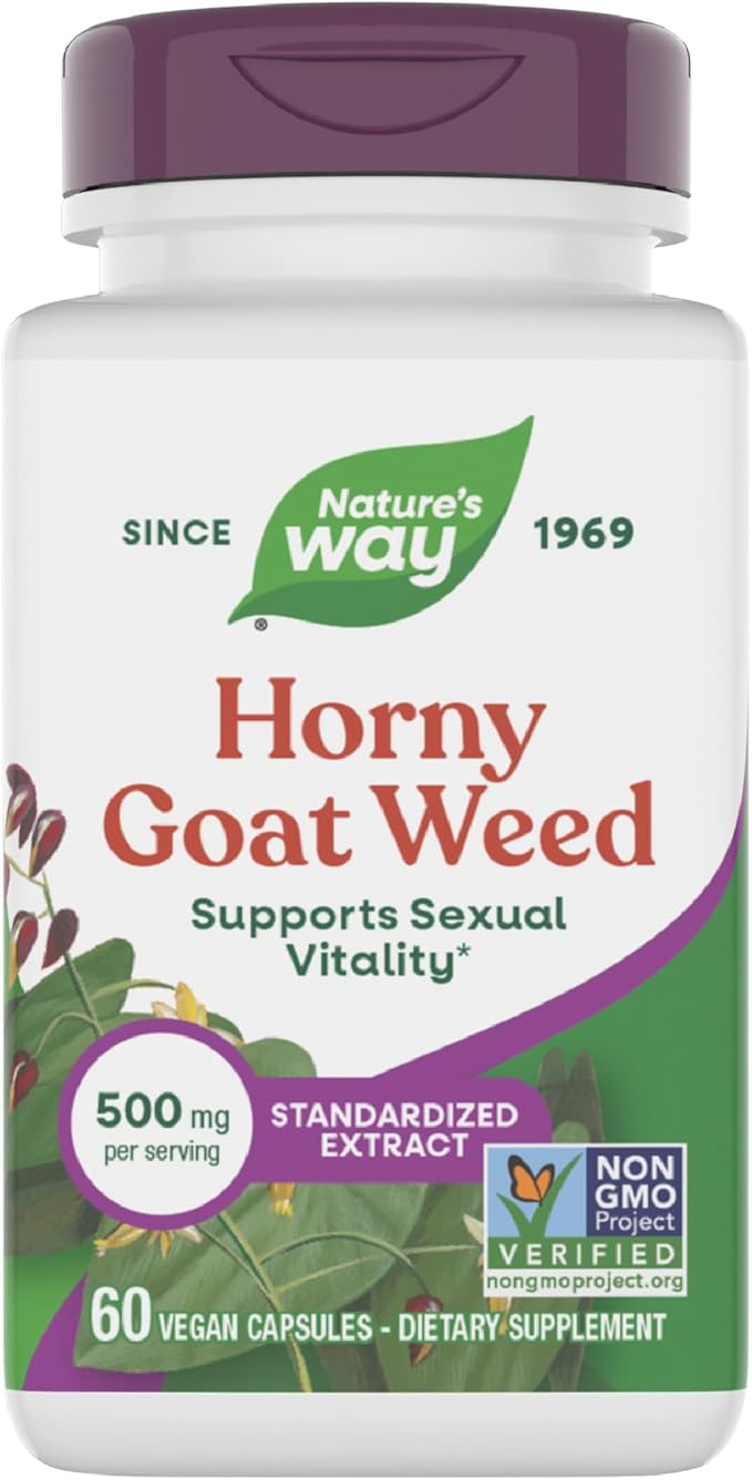Nature's Way Horny Goat Weed Premium Extract Sexual Vitality* Non-GMO Vegan 60 Capsules