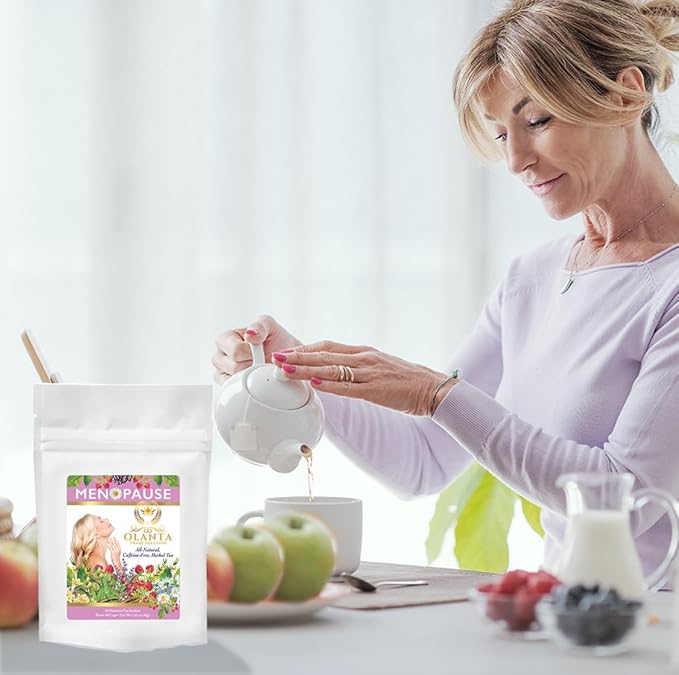 Natural Menopause Tea with Ashwagandha Rooibos Elderberries Lemon Extract Lavender Cranberry Flavor 20 Premium Tea Sachets