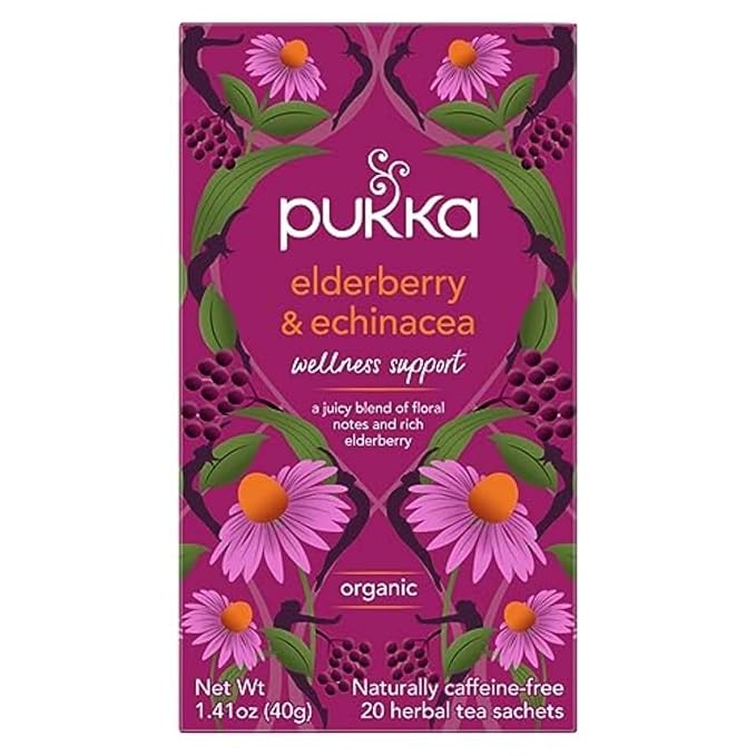 Pukka Tea Bags Organic (Night Time Berry Lemon Ginger and Manuka Honey Three Ginger Elderberry and Echinacea Supreme Matcha Green &amp Chamomile Vanilla and Manuka Honey) (1ea / 20ct) (Variety P