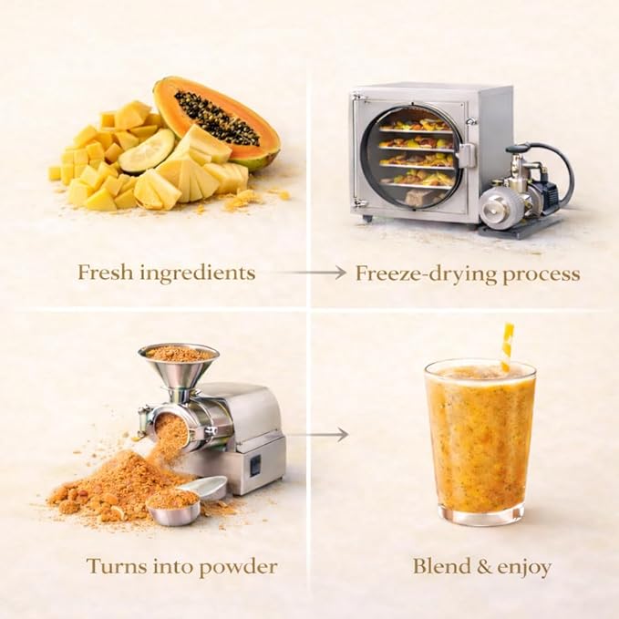 Tropical Smoothie Powder &amp Smoothie Mix – Freeze Dried Tropical Fruit Blend No Added Sugar Vegan Ready in Seconds 10 Servings
