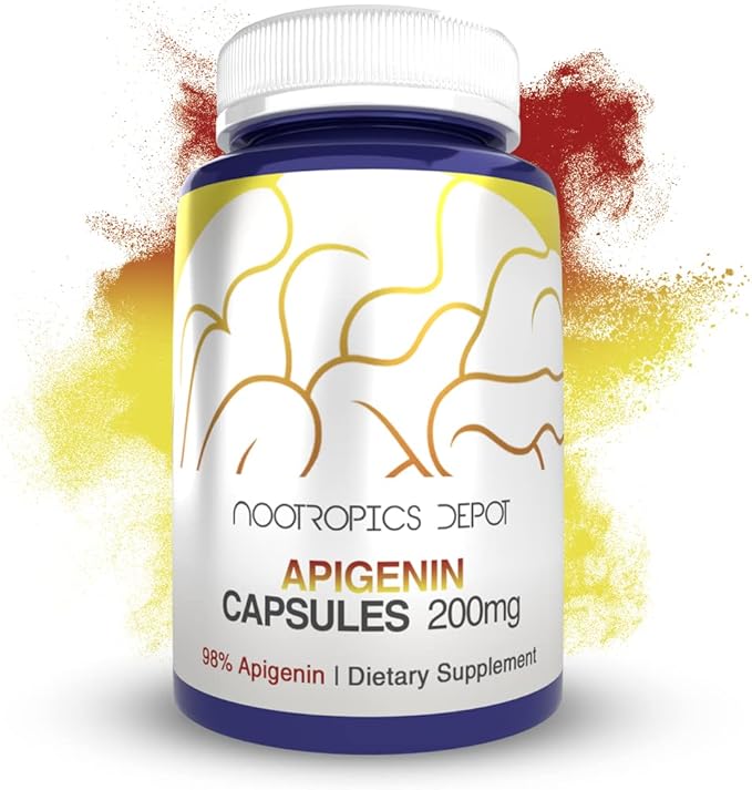Nootropics Depot Apigenin Capsules | 200mg | 120 Count | &gt98% Apigenin | Supports Healthy Stress Levels
