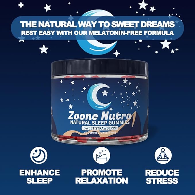 Sleep Gummies for Adults – Melatonin Free Gummies with 5-HTP L-Theanine Magnesium &amp Valerian Root – Vegan Halal Sugar &amp Gluten Free – Sweet Strawberry 60 Count