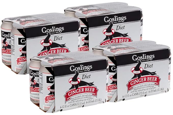 Goslings Diet Ginger Beer Cans of 12 fl oz Each | Ginger Beer Sugar Free For Moscow Mule And Mixers For Alcoholic Drinks (24)