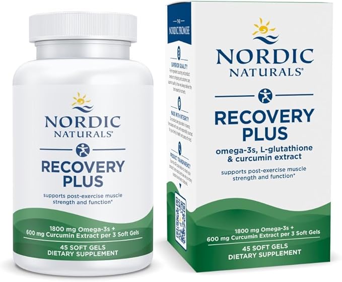 Nordic Naturals Recovery Plus Unflavored - 45 Soft Gels - 1800 mg Omega-3 Fish Oil - 600 mg Longvida Optimized Curcumin - Cellular Health &amp Recovery - Post-Exercise Muscle Support - 15 Servings