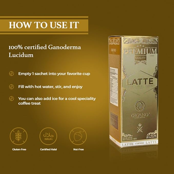 ORGANO 2 boxes Gourmet Cafe Latte 100% Certified Ganoderma Lucidum (40 Sachets)