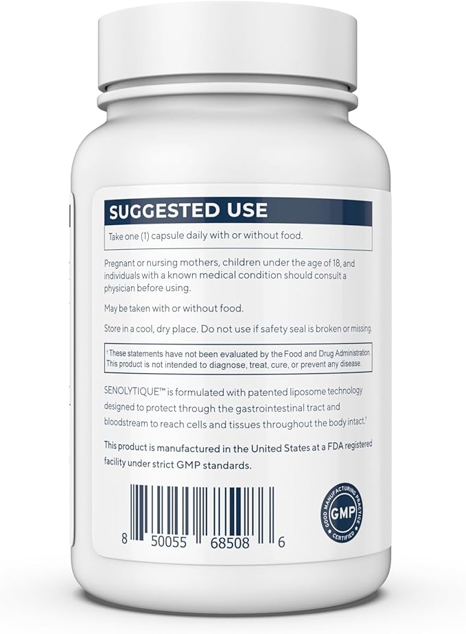 Renue By Science Senolytique Senolytic Supplements | 60 Capsules with Fisetin (35mg) Quercetin (78mg) &amp Spermidine (3mg) per Serving | Liposomal Formula | Manufactured in The USA &amp Third-Party
