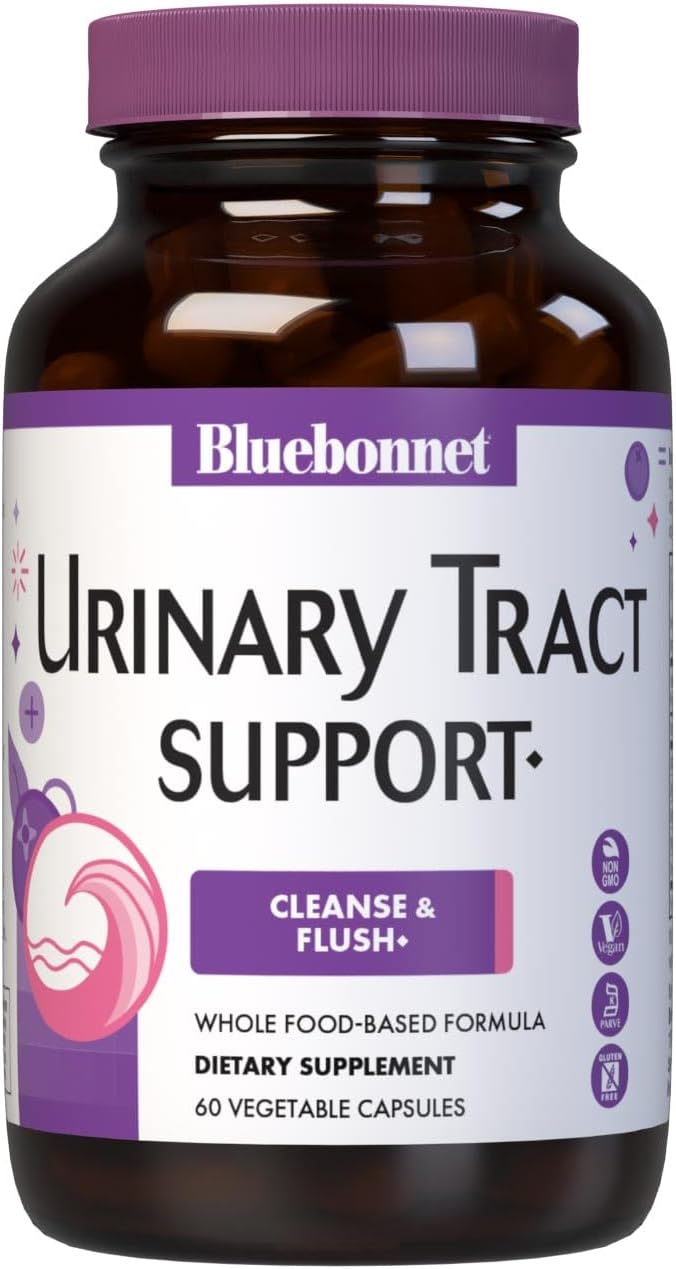 Bluebonnet Nutrition Urinary Tract Support Cleanse &amp Flush* Soy-Free Gluten-Free Kosher-Certified Non-GMO Dairy-Free Vegan 60 Vegetable Capsules 30 Servings