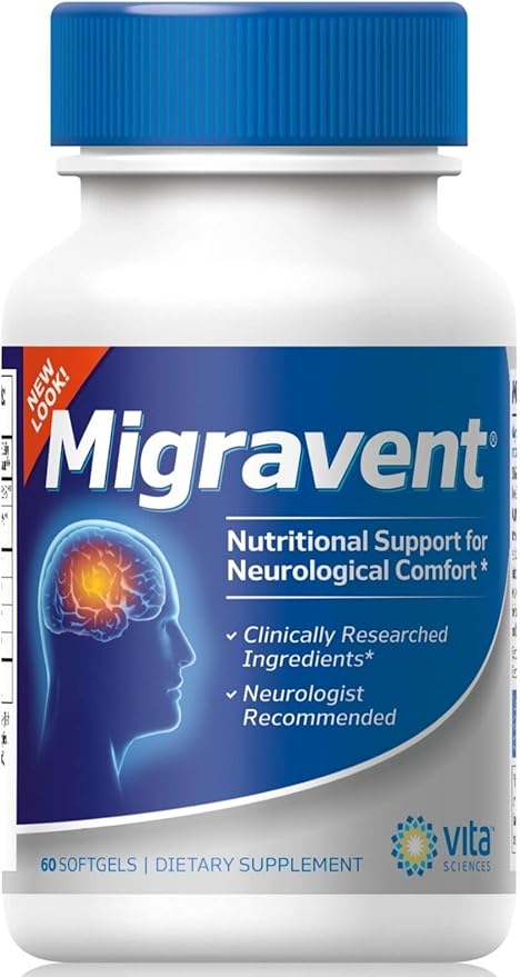 Vita Sciences Migravent – Advanced Nutritional Formula with Magnesium CoQ10 Vitamin B2 and Butterbur for Brain and Circulatory Wellness – 60 Capsules