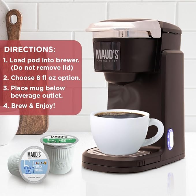 Maud's Flavored Coffee Pods Variety Pack 40 ct 9 Assorted Flavors Medium Roast Flavored Coffee in Single Serve Pods – 100% Arabica Beans Compatible with Keurig K Cups Maker