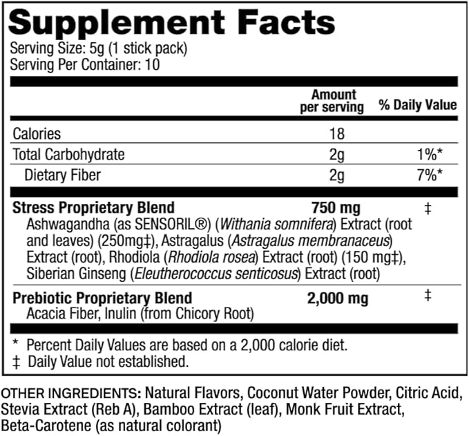 Stress Support Calm Drink Mix Supplement to Help Energy Mood &amp Balance Cortisol Levels Relaxation Natural Adaptogenic Herbal Calm Powder Mix 24 Pack