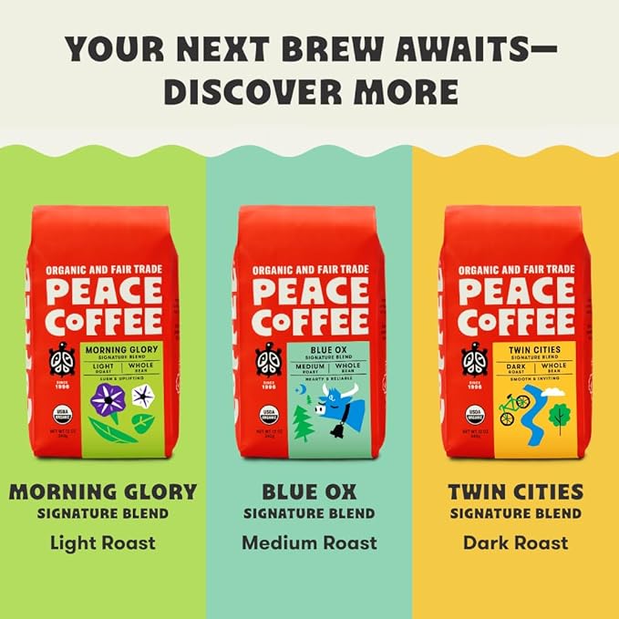 Peace Coffee Black Squirrel Espresso Blend Ground Medium Roast Coffee 12 oz Pack of 3 Organic Fair Trade Smooth Classic Flavor Shade Grown Fresh Roasted